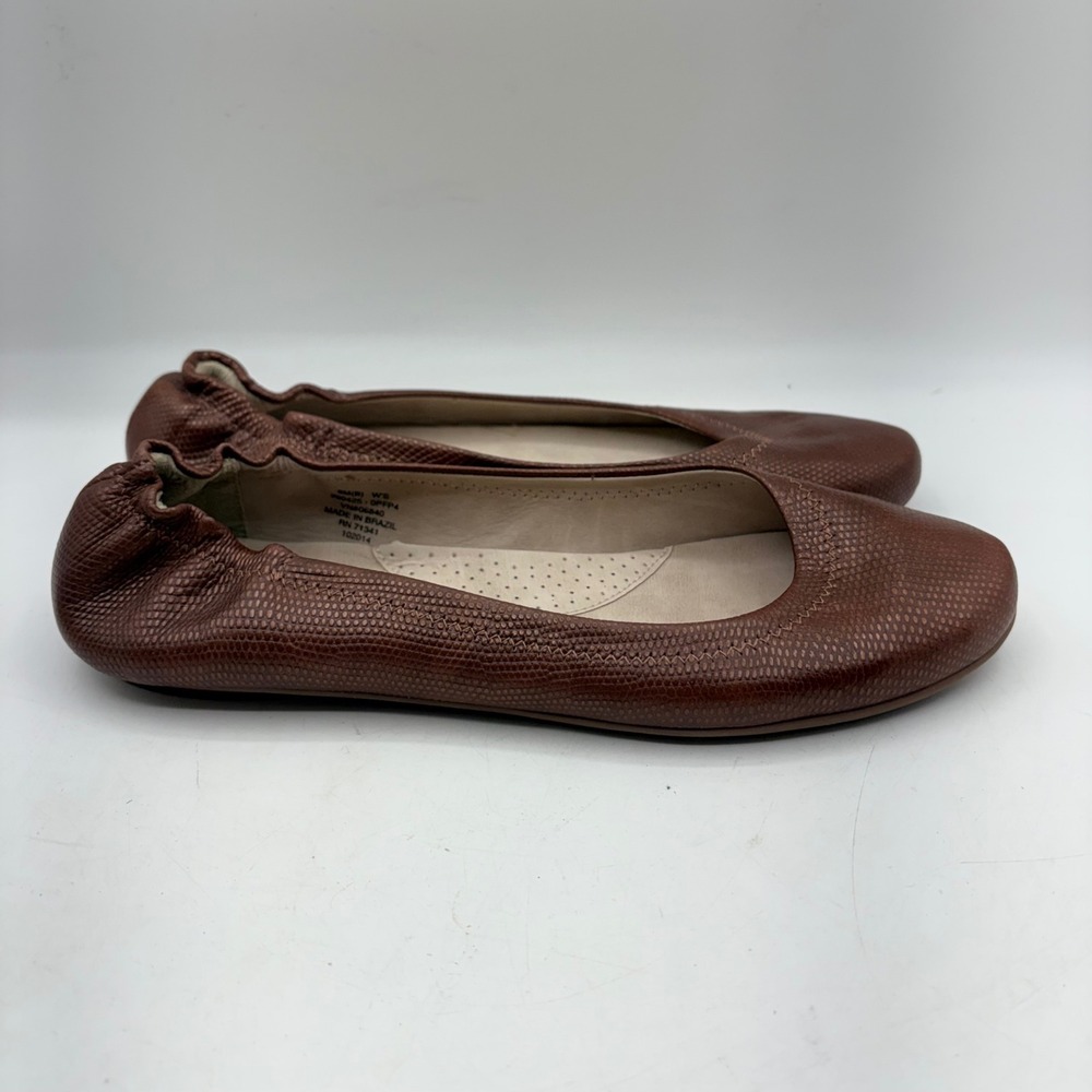 LL Bean Womens Brown Metallic Textured Leather Ballet Flats Size 8M 290425